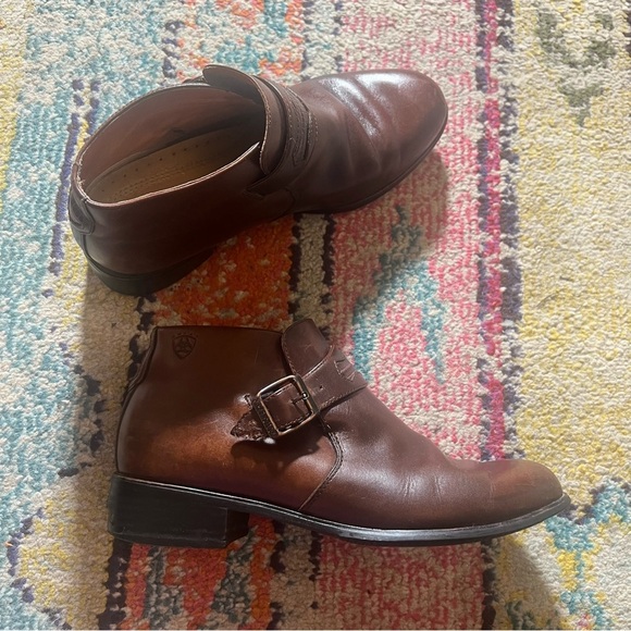 ARIAT - Women's Western Leather Buckle Strap Ankle Boots SIZE 9 - Picture 2 of 10